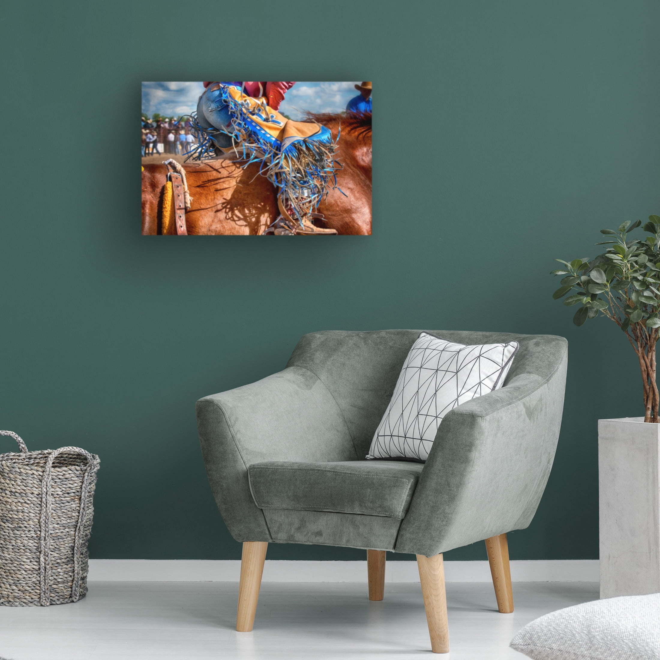 Canvas Wall Art - Lisa Dearing 'The Bronc Rider' Wall Art for Living Room, Bedroom, or Office Décor by Trademark Fine Art - 47 x 30 Inches