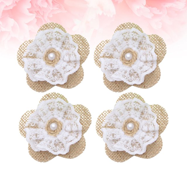 unbranded 12Ud Flores De Arpillera Con Encaje Y Para Decorar Bodas Y Fiestas Navideñas