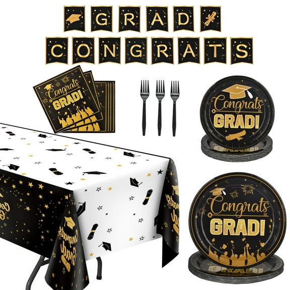 Graduation Decorations 2023 Graduation Plates and Napkins Serves 24 Guests Graduation Party Supplies Disposable Dinnerware Paper Plates Napkins Graduation Party Decorations