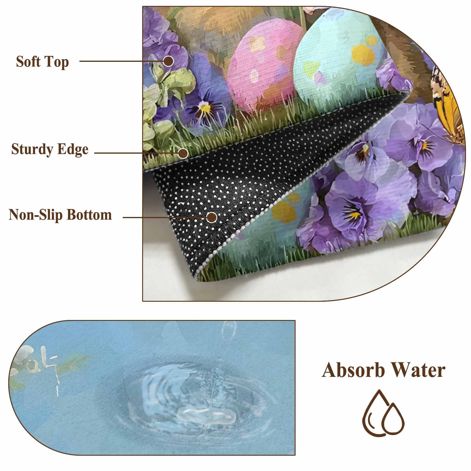 Large Area Rugs for Living Room Bedroom, Easter Bunnies 6'x9' Rug Washable Carpet Runner Indoor Outdoor, Spring Easter Eggs Garden Floral Non Slip Floor Mats Rug for Kitchen, Playroom