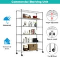 thumbnail image 4 of 6 Tier Wire Shelving Unit Adjustable Storage Shelves Metal Shelf with Wheels Wire Rack for Garage Basement Kitchen Racks 2100lbs Capacity Metal Pantry Shelves，Silver, 4 of 7