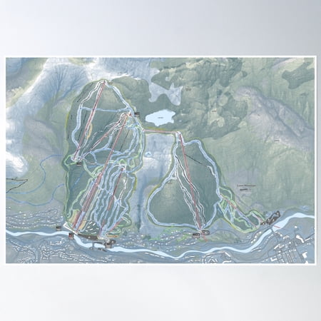 Loon Mountain Resort Trail Map Poster Wall Art, Modern Wall Decor, 8x12 UNFRAMED