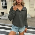 thumbnail image 2 of Feancey Corduroy Long Sleeve Shirts for Women Half Button Collar Pullover Tops Fall Casual Lightweight Sweatshirt Solid Color Loose Tunic Tees Dark Gray XXL, 2 of 7