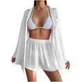 thumbnail image 2 of Pitauce 2 Piece Sheer Cotton Swimsuit Coverup for Women - Long Sleeve Button Down Bikini Cover Up with Shorts, Summer Beach Cover Up Set, 2 of 5