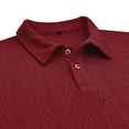 thumbnail image 6 of Mens Textured Jacquard Polo Shirt Super Stretch Short Sleeve Polo Shirts for Men Wine, 6 of 6