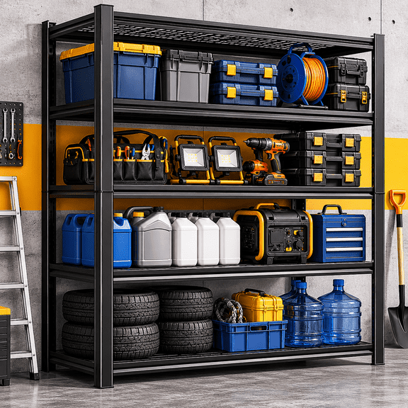 5-Tier Heavy Duty Wire Shelving Unit, 3000LBS Garage Storage Rack, Adjustable Metal Shelves for Basement, Warehouse, Utility Room, 35.4" W x 15.7" D x 72" H