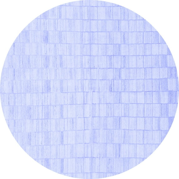 Ahgly Company Machine Washable Indoor Round Solid Blue Modern Area Rugs, 5' Round