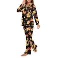 thumbnail image 5 of DISNIMO Maple Leaves Printed Pajama for Women Set 2 Piece Pjs Lounge Set with Pockets Long Sleeve Button Down Sleepwear with Long Pants Casual Loose Loungewear Nightwear, L, 5 of 7