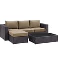 thumbnail image 3 of Modern Contemporary Urban Design Outdoor Patio Balcony Three PCS Sofa Set, Brown, Rattan, 3 of 7