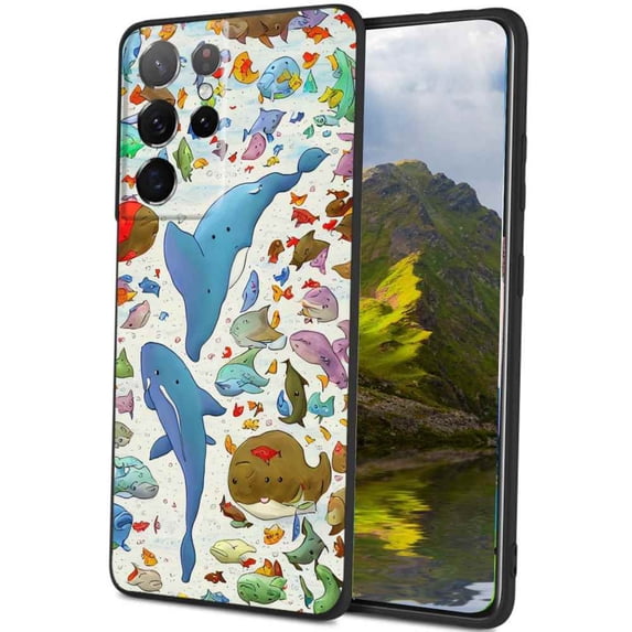 Compatible with Samsung Galaxy S23 Ultra Phone Case, Whale-64-6-2 Case Men Women, Flexible Silicone Shockproof Case for Samsung Galaxy S23 Ultra