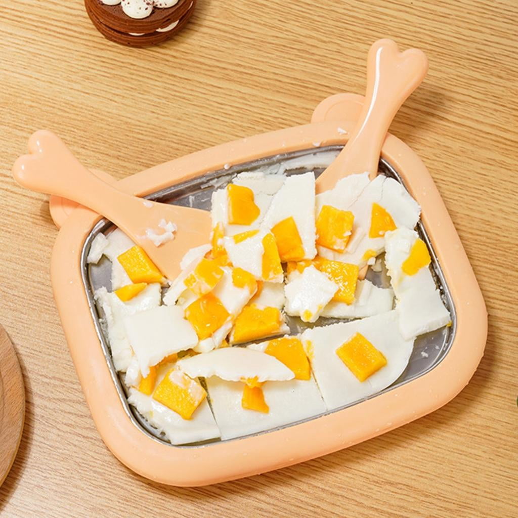 HannLk Manual Ice Cream Machine Homemade Freeze Yogurt Gelato Maker Steel Cold Plate