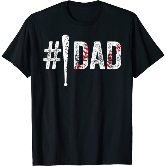 Mens Number One Baseball Dad for Fathers Day #1 Daddy T-Shirt