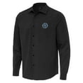 thumbnail image 2 of Men's-Antigua  Black New York City FC Exposure Woven Long Sleeve Button-Up Shirt, 2 of 3