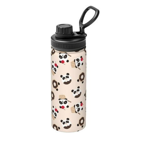 

Fuzoiu Panda Ice Creams Donuts Print 18oz Sports Insulated Kettle Stainless Steel Vacuum Water Bottle Leakproof Sport Flask