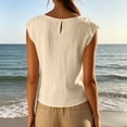 thumbnail image 5 of hoksml Women's Cotton Linen Cap Sleeve Top, Round Neck Casual Blouse, Loose Fit Summer Daily Office Wear Shirt, 5 of 9