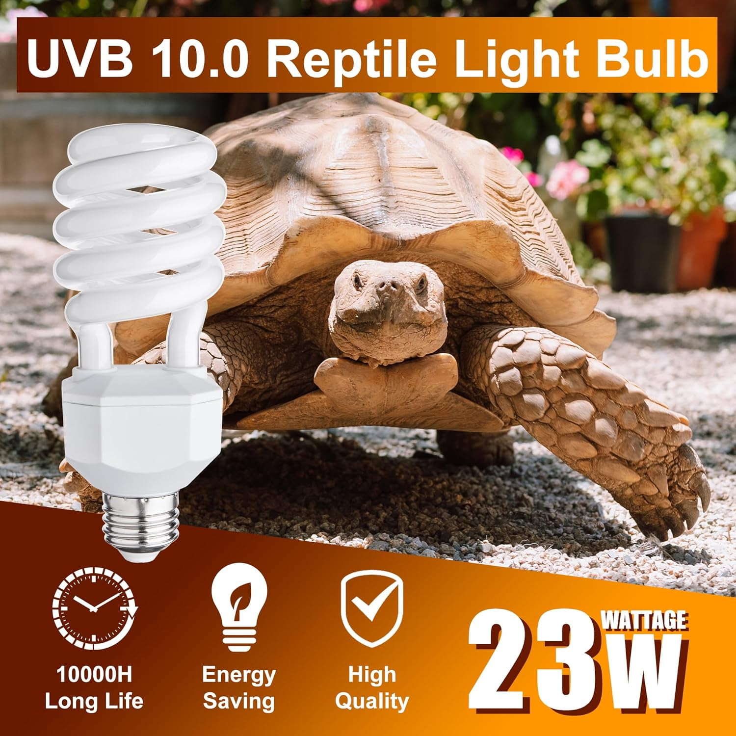 UVB Reptile Light Bulb, UV Spiral Compact Fluorescent Terrarium Lamp for Desert Reptiles - 2 Pack