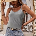 thumbnail image 2 of Womens Summer Sleeveless Cami Shirts V Neck Solid Spaghetti Straps Tank Vest Camisole Slim Fitted Soft Comfy Blouses, 2 of 7