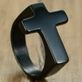 thumbnail image 3 of Stainless Steel Christian Sideways Cross Signet Style Ring, 3 of 8