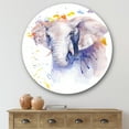 thumbnail image 2 of Designart 'Portrait of An Elephant Yellow and Blue Strokes' Farmhouse Circle Metal Wall Art 36x36 - Disc of 36, 2 of 5