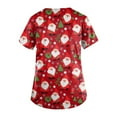 thumbnail image 4 of Hearthz Christmas Scrub Tops Plus Size Stretch Women Scrub Tops V Neck Short Sleeve Nurses Working Uniforms with Pockets S-5xl, 4 of 4