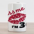 thumbnail image 2 of 30th Birthday Ceramic Toothbrush Holder, Kiss Me I'm 30 Slogan Words with Lips Hand Writing Stencil Art Print, Decorative Versatile Countertop for Bathroom, 4.5" X 2.7", White Black Red, 2 of 4