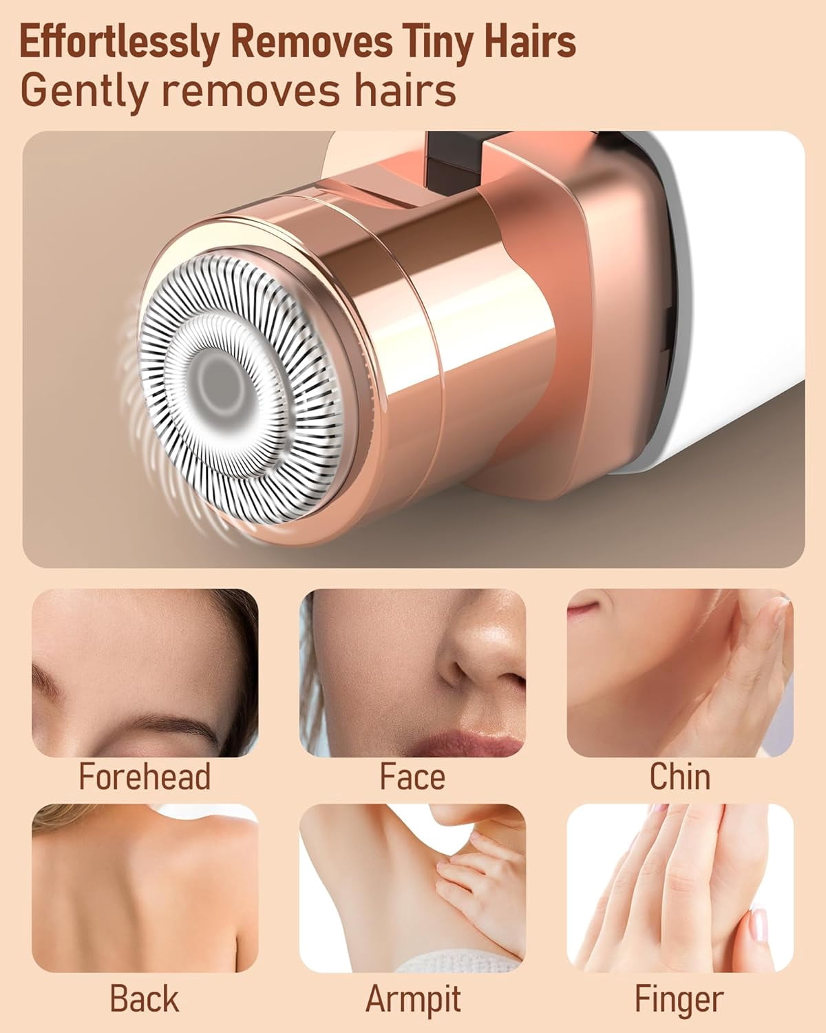 Eyebrow & Facial Hair Removal for Women: 2 in 1 Rechargeable Eyebrow Trimmer & Face Shaver, Painless Electric Facial Eye brow Razors Epilator with Built-in LED Light -Perfect for Face, Lips & Body
