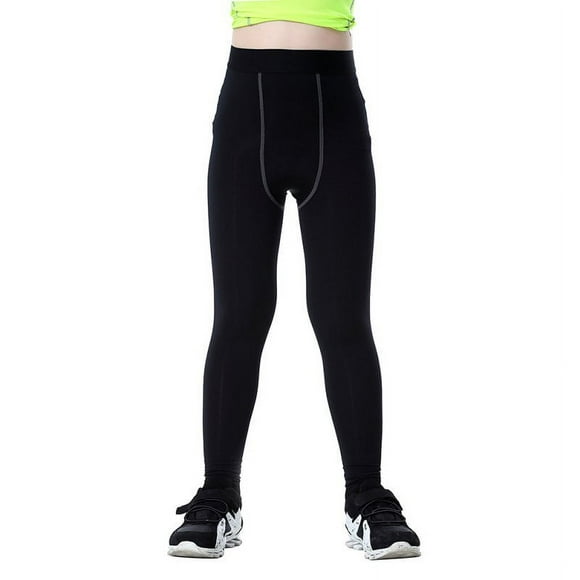 Kids Boys Athletic Compression Pants Running Tights Yoga Leggings Quick-Drying Fitness Long Shorts Running Football Workout Pants Thermal for Kids