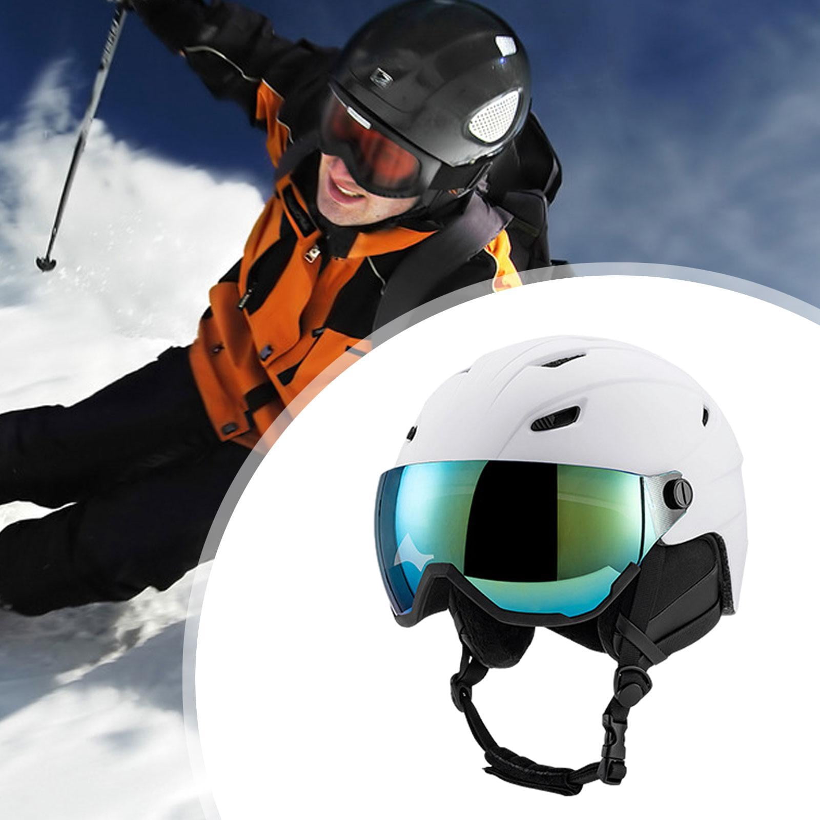 figatia Skiing Helmet Warm Protectived Glasses with Jaw Pad Snow Ski Helmet for Cold White 55 to 58cm