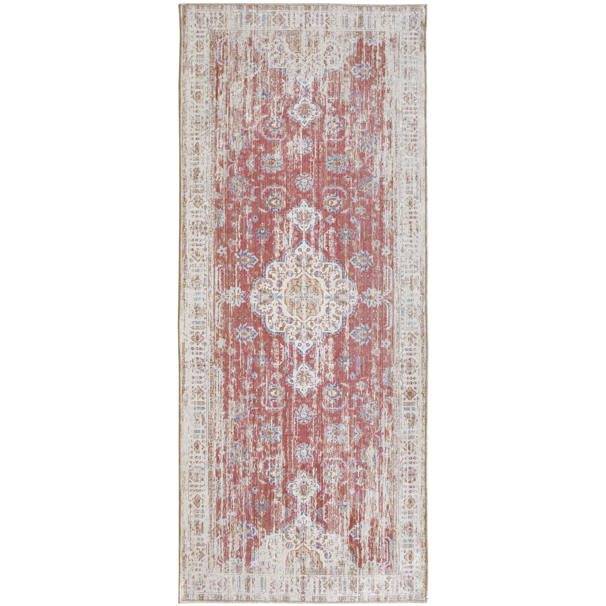 10 area rugs that are machine-washable ReaLife Rugs Machine Washable Persian Distressed Medallion Clay Eco