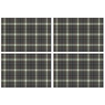 Brown Blue Checkerboard Checkered Pattern Summer Placemats Table Placemats Set Of 4-Linen Kitchen Washable Placemats Table Mats 11.8"x17.7" Non-Slip Heat Resistant