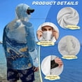 thumbnail image 4 of SEANATIVE Men's Sun Hoodie for Fishing, Long Sleeve Shirt UV Protection Cooling Full Coverage Fishing Pullover Top with Built-in Face Mask Neck Gaiter, S, Marble Blue Gold, 4 of 7