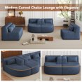 thumbnail image 3 of 144" Modular Upholstered Sofa, Free-Combined Sectional Couch with Two Curved Chaise Lounges, Five Back Pillows, Blue Boucle Fabric, Foam Seating, Modern L-Shaped Sofa for Living Room, 5 Seats, 3 of 9