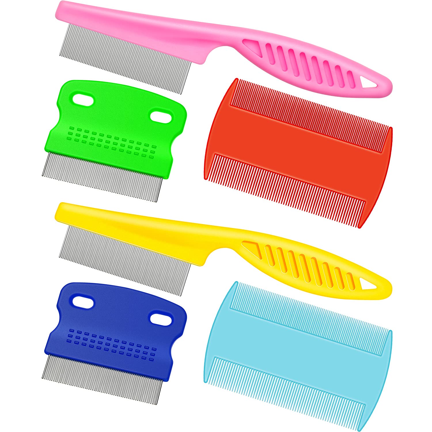 Merbary 6 Pieces Pet Lice Combs Dog Grooming Flea Comb Cat Tear Stain Comb for Removal Dandruff
