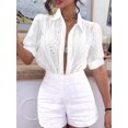 thumbnail image 4 of Gynyvoja Womens Summer Tops Cute Boho Blouses Beach Vacation Spring Outfits Eyelet Embroidered Clothes White L, 4 of 7