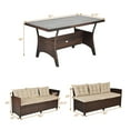 thumbnail image 3 of Costway 3PCS Rattan Dining Set Patio Furniture 6 Seats Sofa Cushioned, 3 of 10
