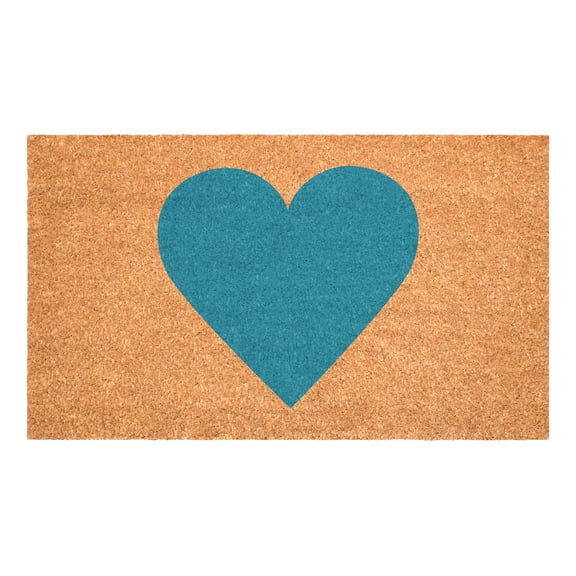 Calloway Mills 106751729 17 x 29 in. Heart Doormat, Turquoise