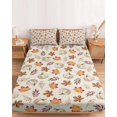 thumbnail image 2 of Twin XL Size Fitted Sheet Set - White Pumpkins Fall 2 Piece Bedding Sets 16" Deep Pocket Fitted Sheet with 1 Pillowcases, Thanksgiving Maple Leaves Beige Brushed Microfiber Hotel Luxury Bed Sheets, 2 of 9