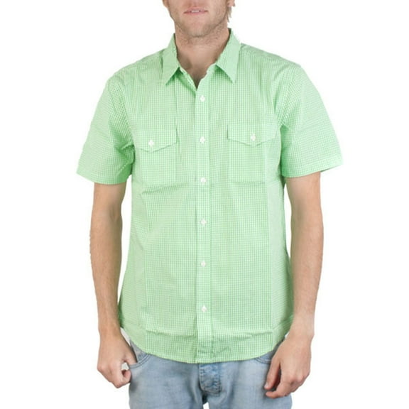 Hurley - Solution Green Adult Button Down T-Shirt - Medium