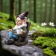 thumbnail image 3 of sunsanly Rocking Chair Gnome Figurine Resin Holding Coffee Dwarf Elf Statue Sculpture Indoor Outdoor Garden Patio Yard Lawn Decoration Ornament, 3 of 7