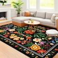 thumbnail image 6 of Bleum Cade 8'x10' Area Rugs for Living Room, Washable Rugs Modern Rugs for Bedroom Dinning Room,Boho Floral Rug Ultra Soft Non Slip Durable Large Carpet Home Decor, Black, 6 of 10