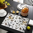 thumbnail image 3 of Cartoon Dinosaurs Placemats Set of 4, Natural Primitive Wild Animals Names Placemats for Dining Table, Place Mats for Kitchen Tabletop, Waterproof Wipeable Dining Table Mats Set, 3 of 9
