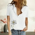thumbnail image 2 of IROINNID Summer Tops For Women Under $10 Comfy Turn down Neck Short Sleeve Print Leisure Short Sleeves Tops Under $10, 2 of 8
