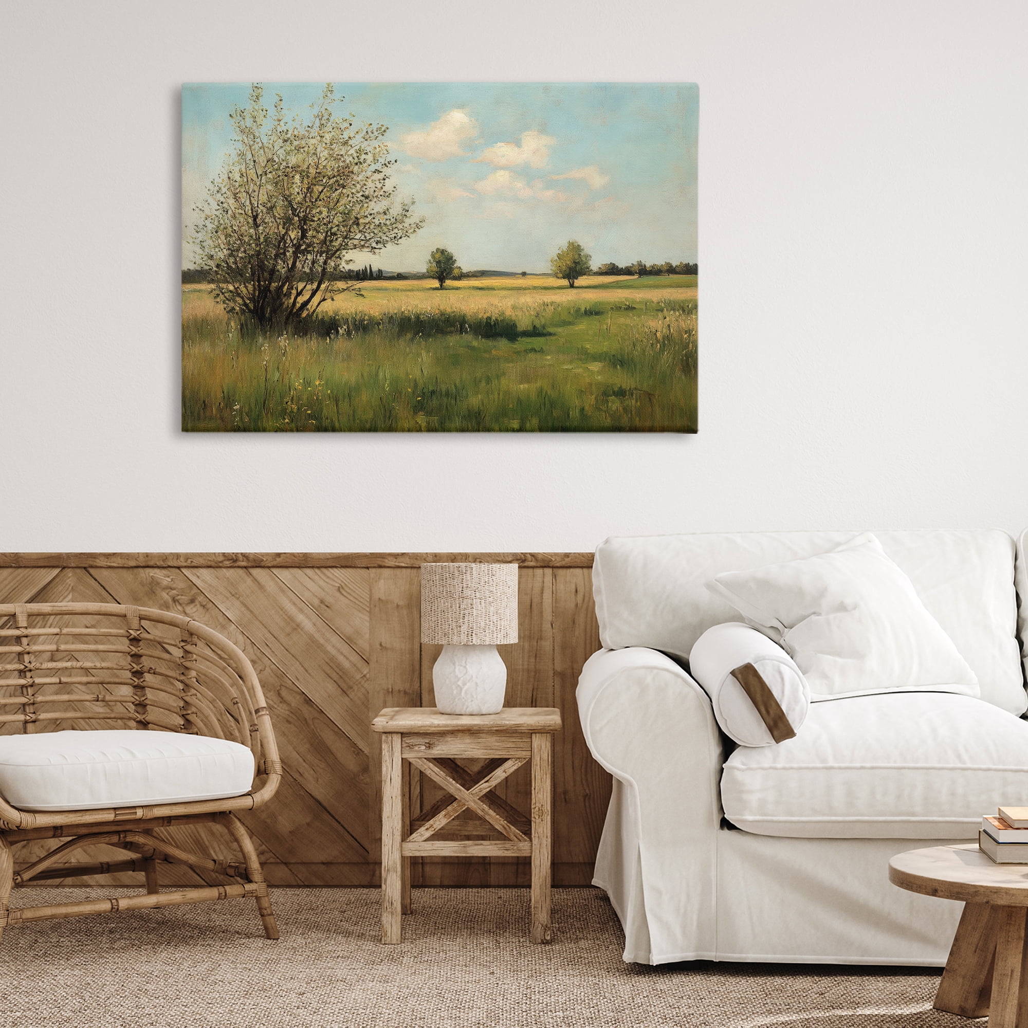 Stupell Industries Peaceful Meadow Under Serene Sky Canvas Wall Art, design by Petal Prints Design