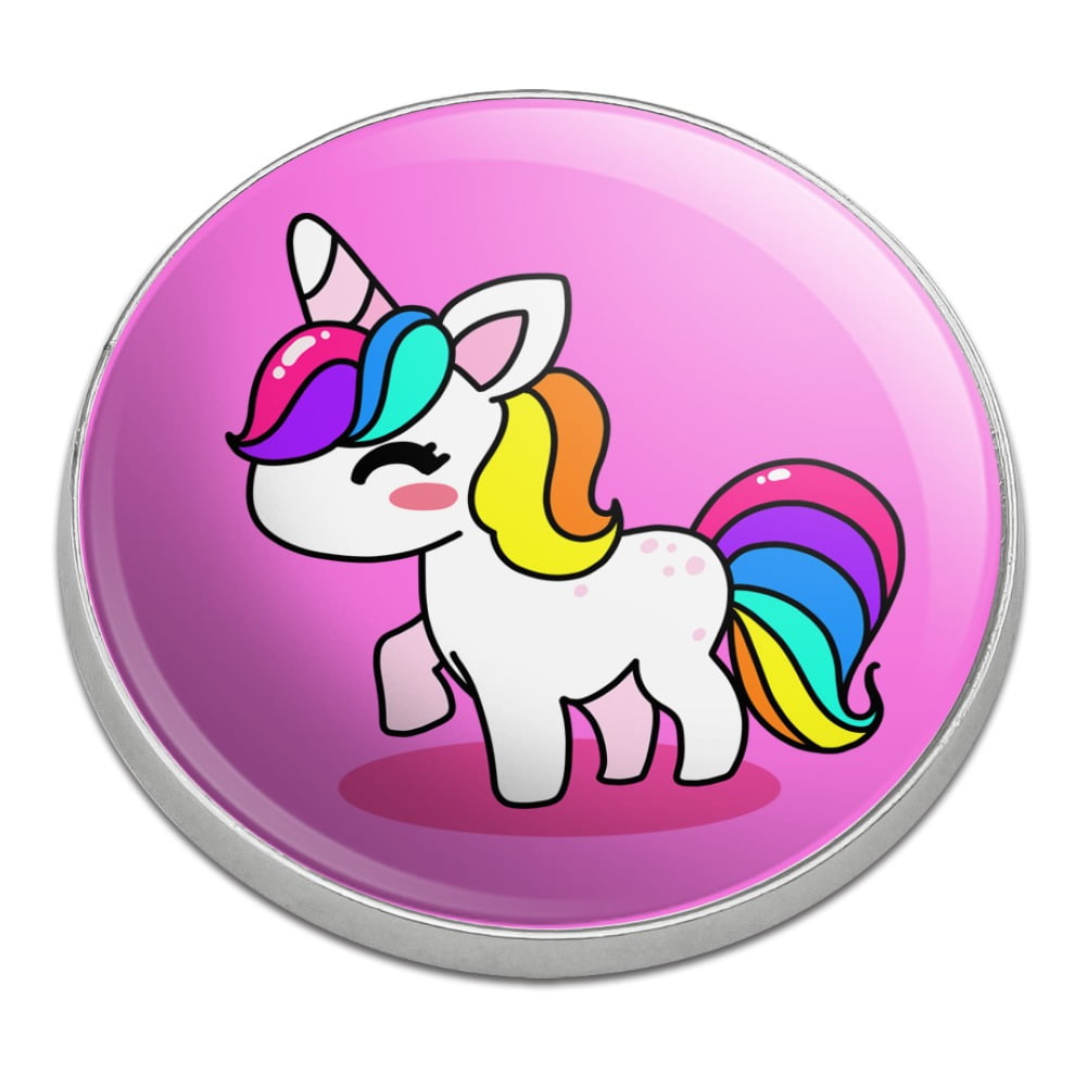 Cute Kawaii Rainbow Unicorn Chibi Golfing Premium Metal Golf Ball