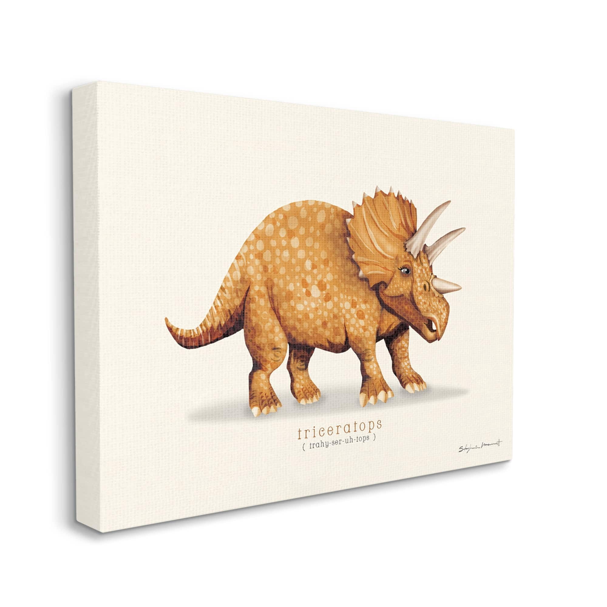 Stupell Informative Triceratops Dinosaur Animals & Insects Painting Gallery Wrapped Canvas Print Wall Art