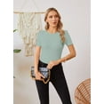 thumbnail image 3 of Women's Crew Neck Ribbed Fitted Shirt, Basic Short Sleeves Slim Fit Tops Summer T-Shirt 2024, 3 of 6