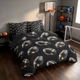 thumbnail image 2 of Manfei Boys Rugby Twin Bedding, Sports Game Bedding Comforter Set, Black Gold Cream, Black Reversible 7pcs, 2 of 6