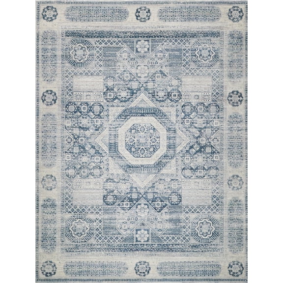 Vintage Looms Light Blue/Blue Polyester powerloom Area Rug