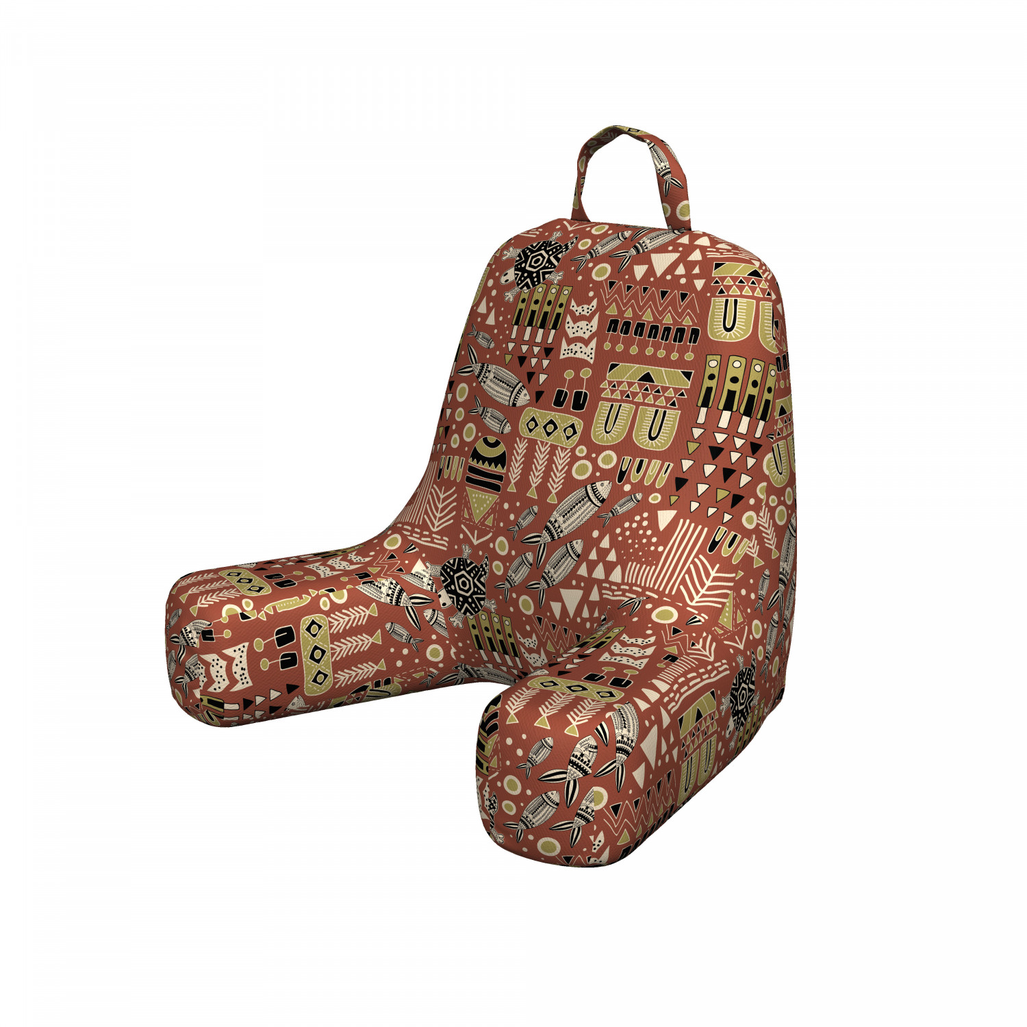 Tribal Reading Pillow, Grunge and Tribal Inspired Pattern of Primitive