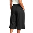 thumbnail image 5 of Levmjia Women High Waisted Pleated Wide Leg Capri Pants Plus Size Elastic Waist Casual Loose Cropped Trousers with Pockets, 5 of 7